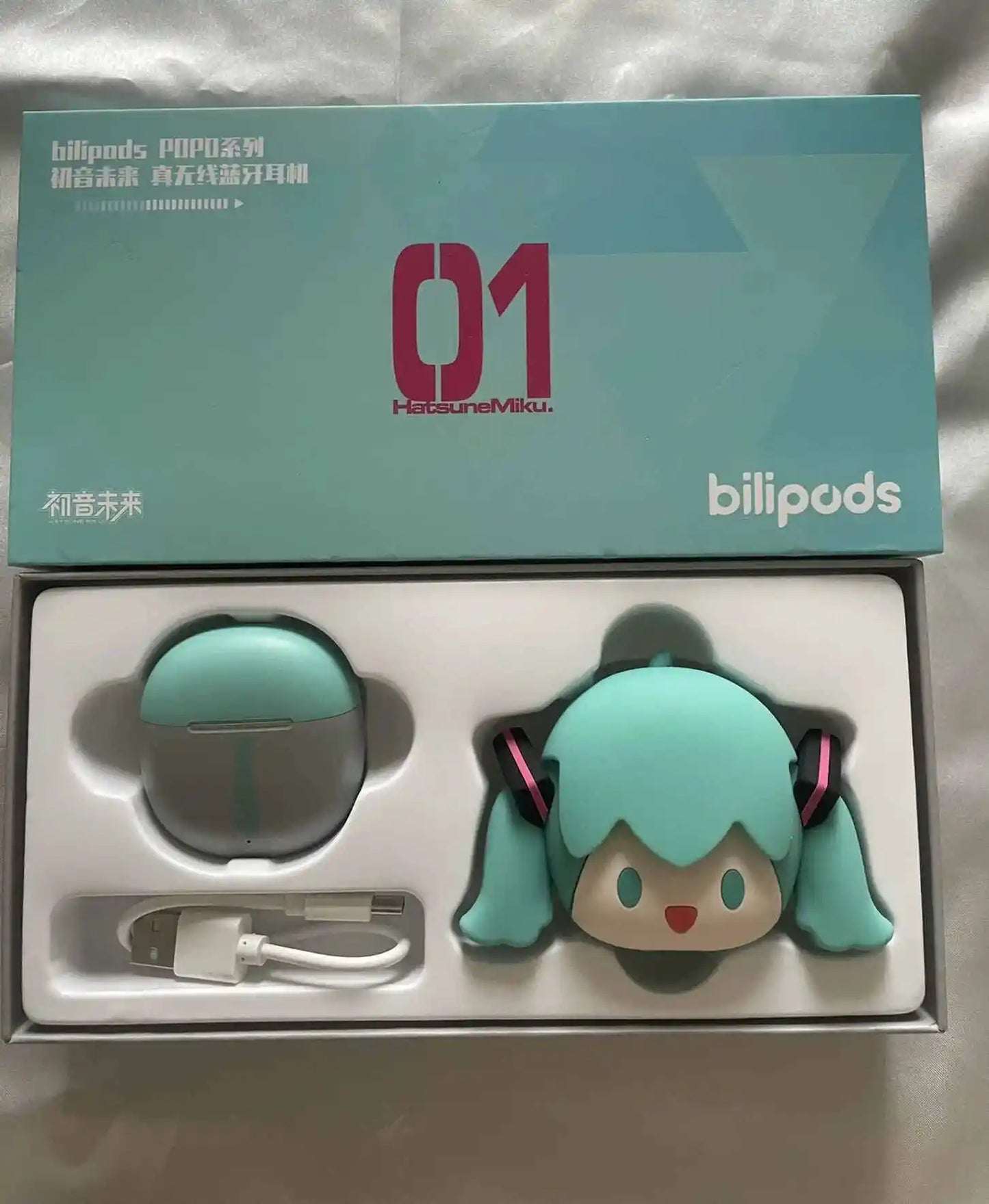 Hatsune Miku Anime Cartoon Wireless Bluetooth Headphones Set Cute Silicone Protective Cover Semi-in-ear