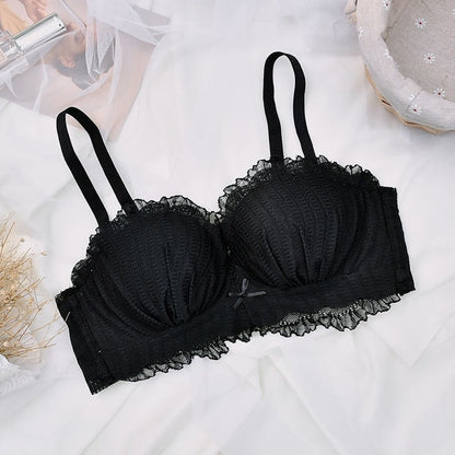 Women Lace Push-Up Bra - Sexy Cute Bow Bralette Female Underwear Lingerie - Adjustable Straps Brassiere