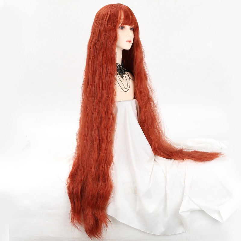 120cm Synthetic Long Curly Wig with Bang - Red Light Blonde Cute Lolita Fashion