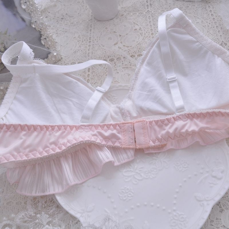 6-color Lolita Fashion - Women's Cute Bow Print Bra & Panties - Lingerie Set Bras & Briefs Underwear