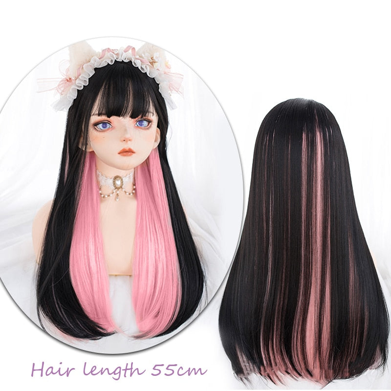 120cm Synthetic Long Curly Wig with Bang - Red Light Blonde Cute Lolita Fashion