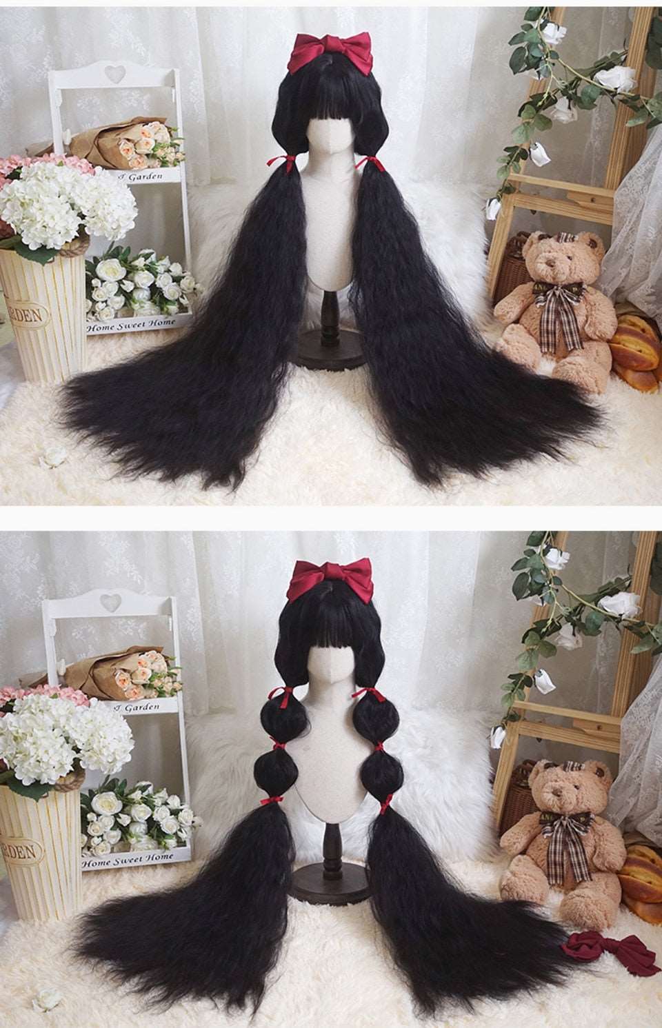 120cm Synthetic Long Curly Wig with Bang - Red Light Blonde Cute Lolita Fashion