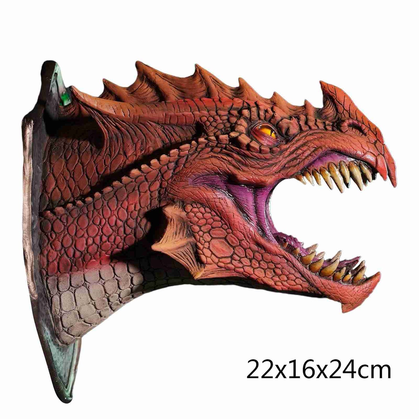 Accesorio de cabeza de dragón montado en la pared 3D - Arte de pared con luz de humo de dinosaurio - Escultura/estatua - Sala de decoración del hogar