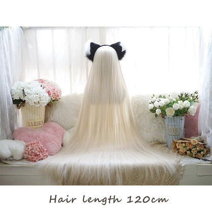 120cm Synthetic Long Curly Wig with Bang - Red Light Blonde Cute Lolita Fashion