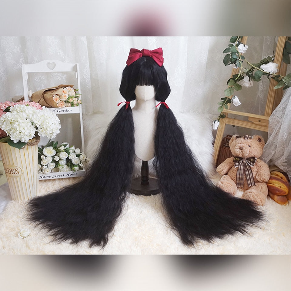 120cm Synthetic Long Curly Wig with Bang - Red Light Blonde Cute Lolita Fashion