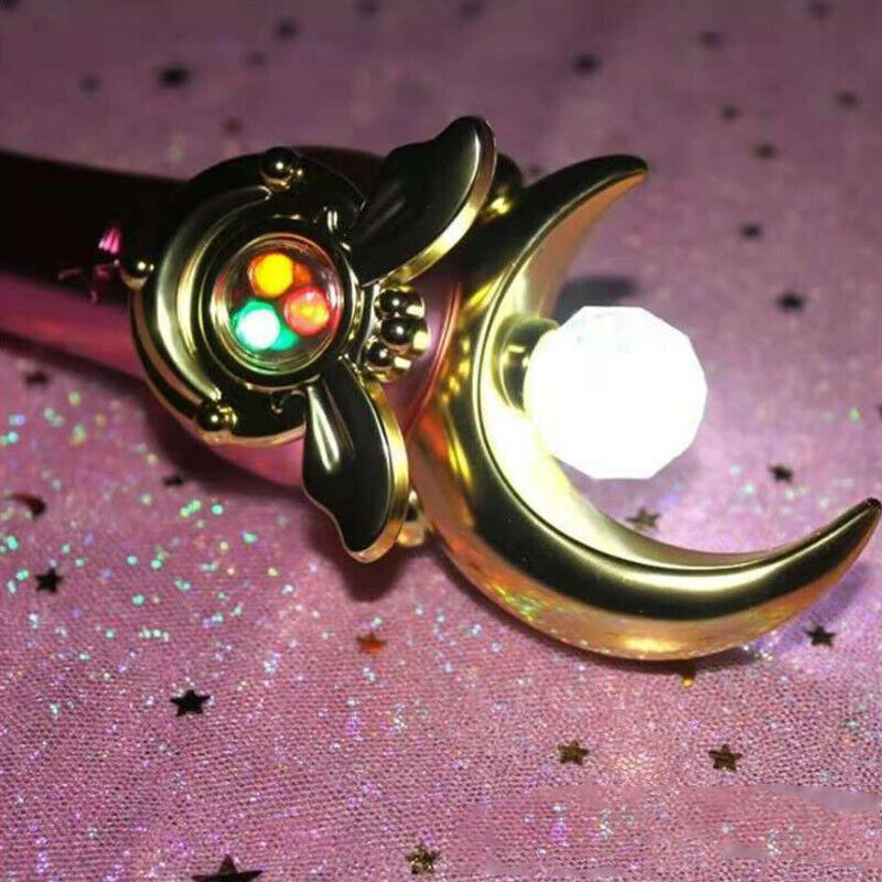 Anime Magical Girl - Banco de energía - Varita mágica Moon Stick Crystal Star con luces LED de 15 colores - Cargador de teléfono - Accesorio de cosplay
