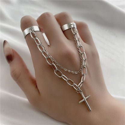 Cadena de color plata geométrica punk - Anillos de muñeca - Conjunto de anillos - Joyería - Cosplay