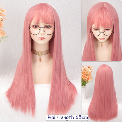 120cm Synthetic Long Curly Wig with Bang - Red Light Blonde Cute Lolita Fashion