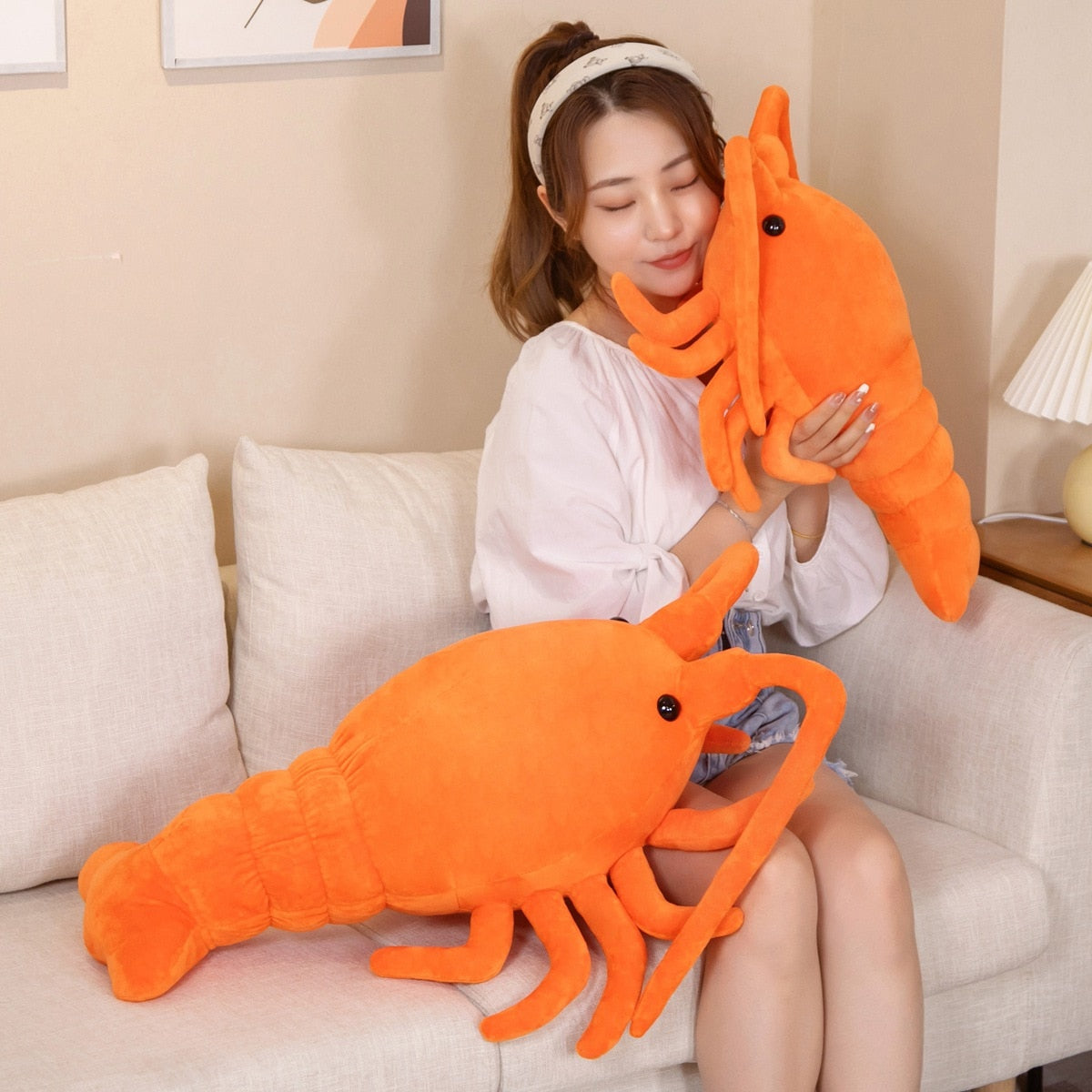 Juguete de peluche de camarón rojo Kawaii de 50-65 cm - Almohada de muñeca de peluche