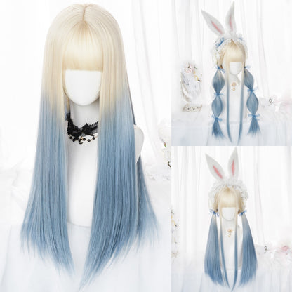 Women Synthetic Lolita Wig - Long Straight Two Tones Hair with Bangs
