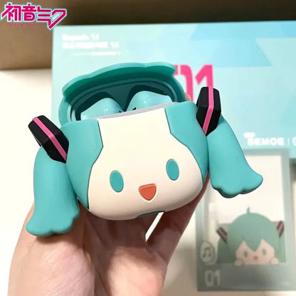 Hatsune Miku Anime Cartoon Wireless Bluetooth Headphones Set Cute Silicone Protective Cover Semi-in-ear