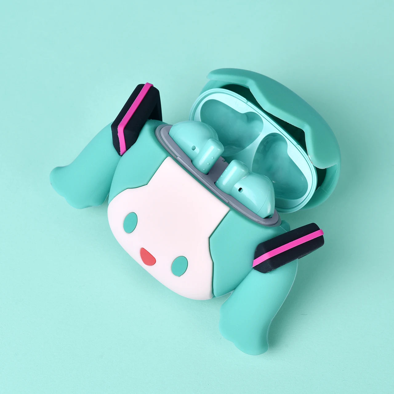 Hatsune Miku Anime Cartoon Wireless Bluetooth Headphones Set Cute Silicone Protective Cover Semi-in-ear