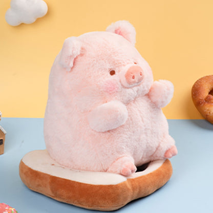 20CM Kawaii Anime Pig with Bread Plush Toy - Stuffed Animals Doll