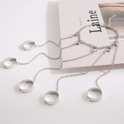 Punk Geometric Silver Color Chain - Wrist Rings - Rings Set - Jewelry - Cosplay