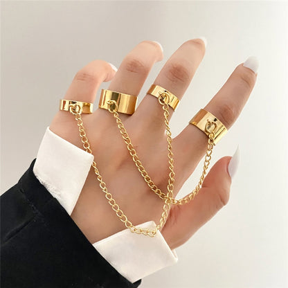 Punk Geometric Silver Color Chain - Wrist Rings - Rings Set - Jewelry - Cosplay