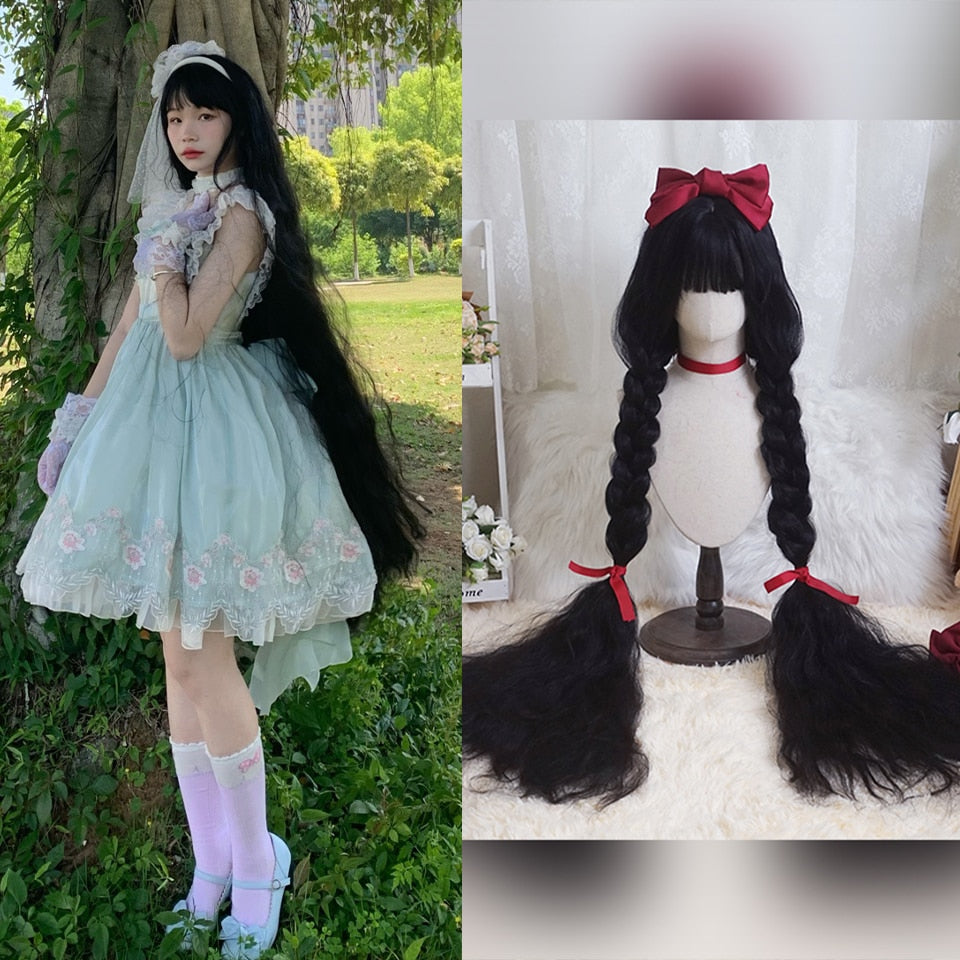 120cm Synthetic Long Curly Wig with Bang - Red Light Blonde Cute Lolita Fashion