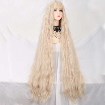 120cm Synthetic Long Curly Wig with Bang - Red Light Blonde Cute Lolita Fashion