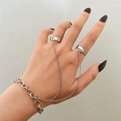 Punk Geometric Silver Color Chain - Wrist Rings - Rings Set - Jewelry - Cosplay