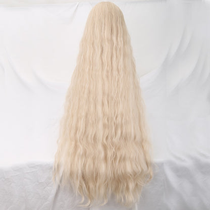 120cm Synthetic Long Curly Wig with Bang - Red Light Blonde Cute Lolita Fashion