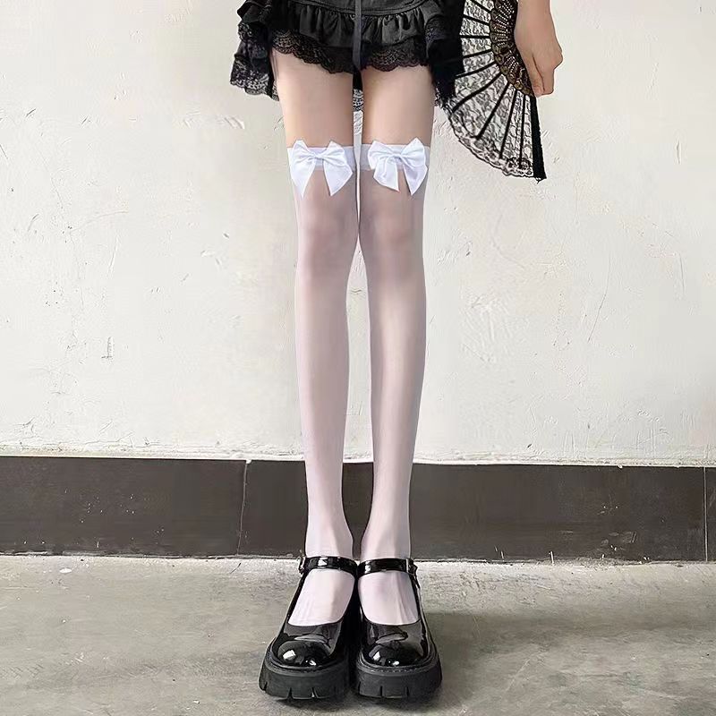 JK Costumes Sexy Thigh High Fishnet Stockings - Gothic Punk Lolita - Transparent Over Knee - Red Wide Edge Long High Socks