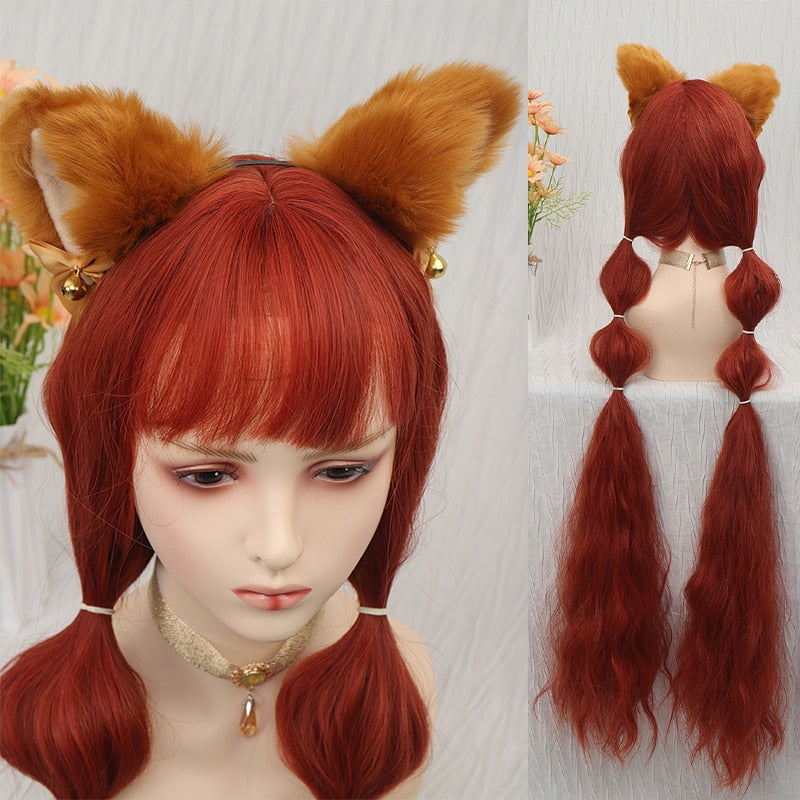 120cm Synthetic Long Curly Wig with Bang - Red Light Blonde Cute Lolita Fashion