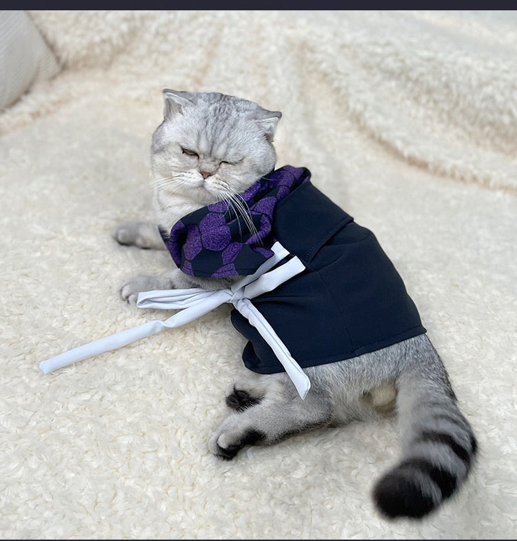 Ropa de anime para mascotas para gatos o perros - Divertido disfraz de kimono para cosplay - Artículos para mascotas