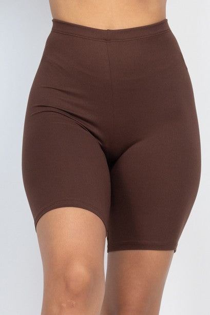 Basic Solid Stretch Active Biker Shorts