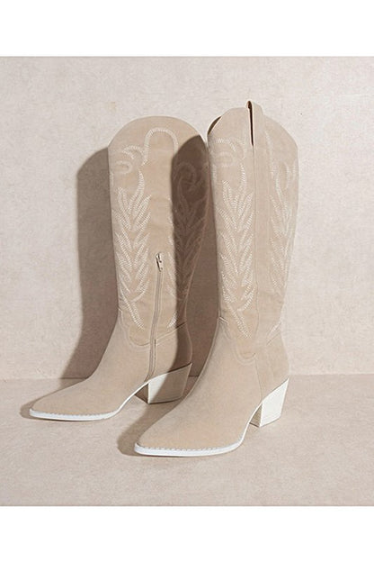 SAMARA-EMBROIDERY WESTERN KNEE HIGH BOOTS