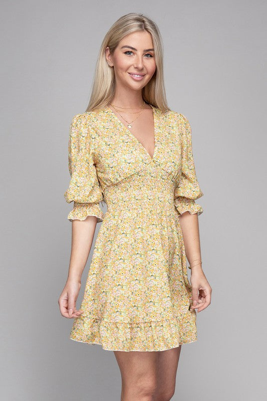 Smocked floral dress