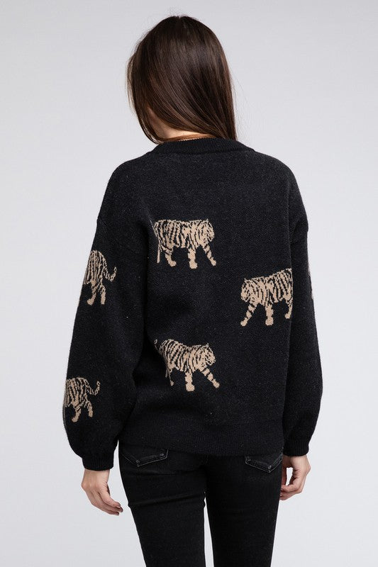Suéter con estampado de tigre