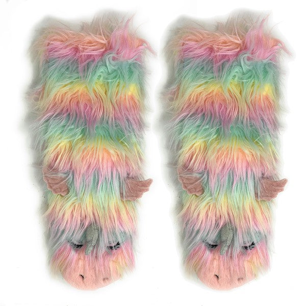 Funky Unicom - Calcetines tipo pantufla Sherpa acogedores para mujer