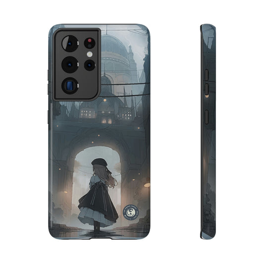 "Girl in Underground City" - iPhone & Samsung - Impact-Resistant Phone Cases - Wireless Charging Compatible