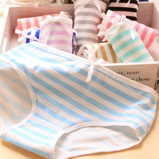 Anime Cute Women's Underwear - Shimapan - Striped Panties Bow Briefs - Cotton Lingerie