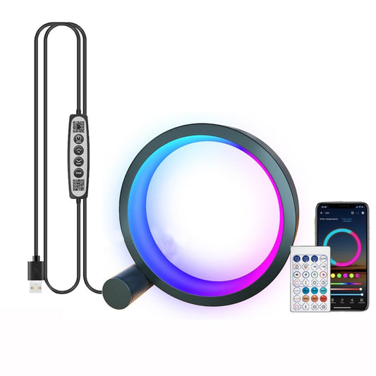 LED Table Lamp Bedroom Circular - RGB Smart Night Lights for Living Room - Bluetooth APP Control Round Decoration